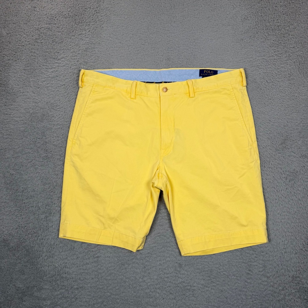 Polo Ralph Lauren Mens Yellow Stretch Slim Fit Chino Shorts Size 36 Pony Logo